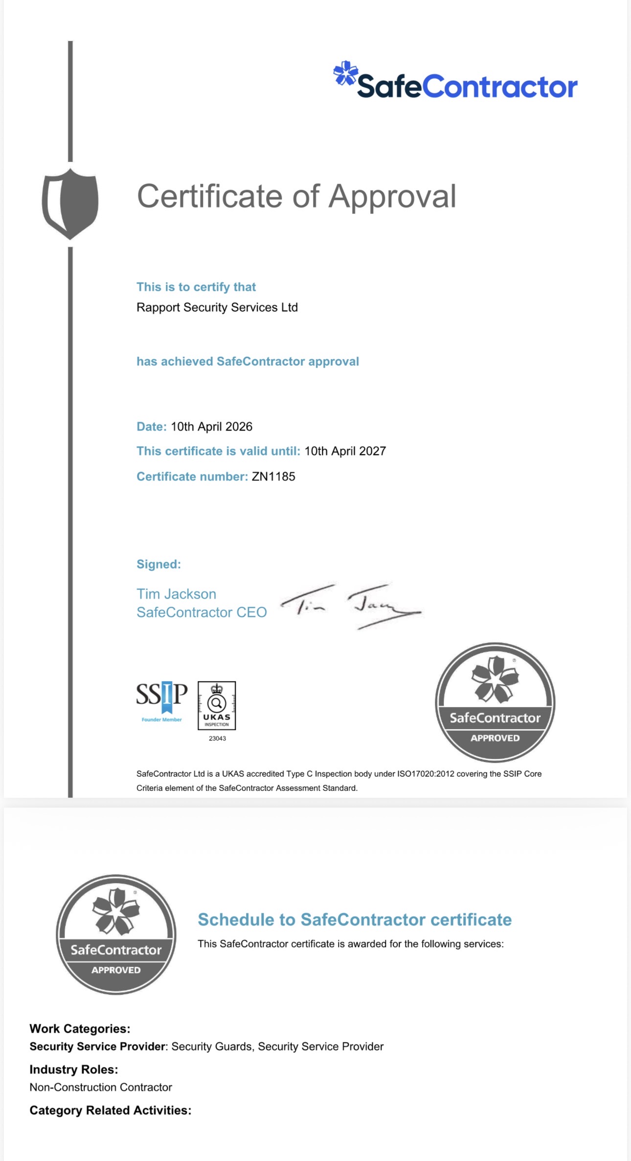 SafeContractor Approved
