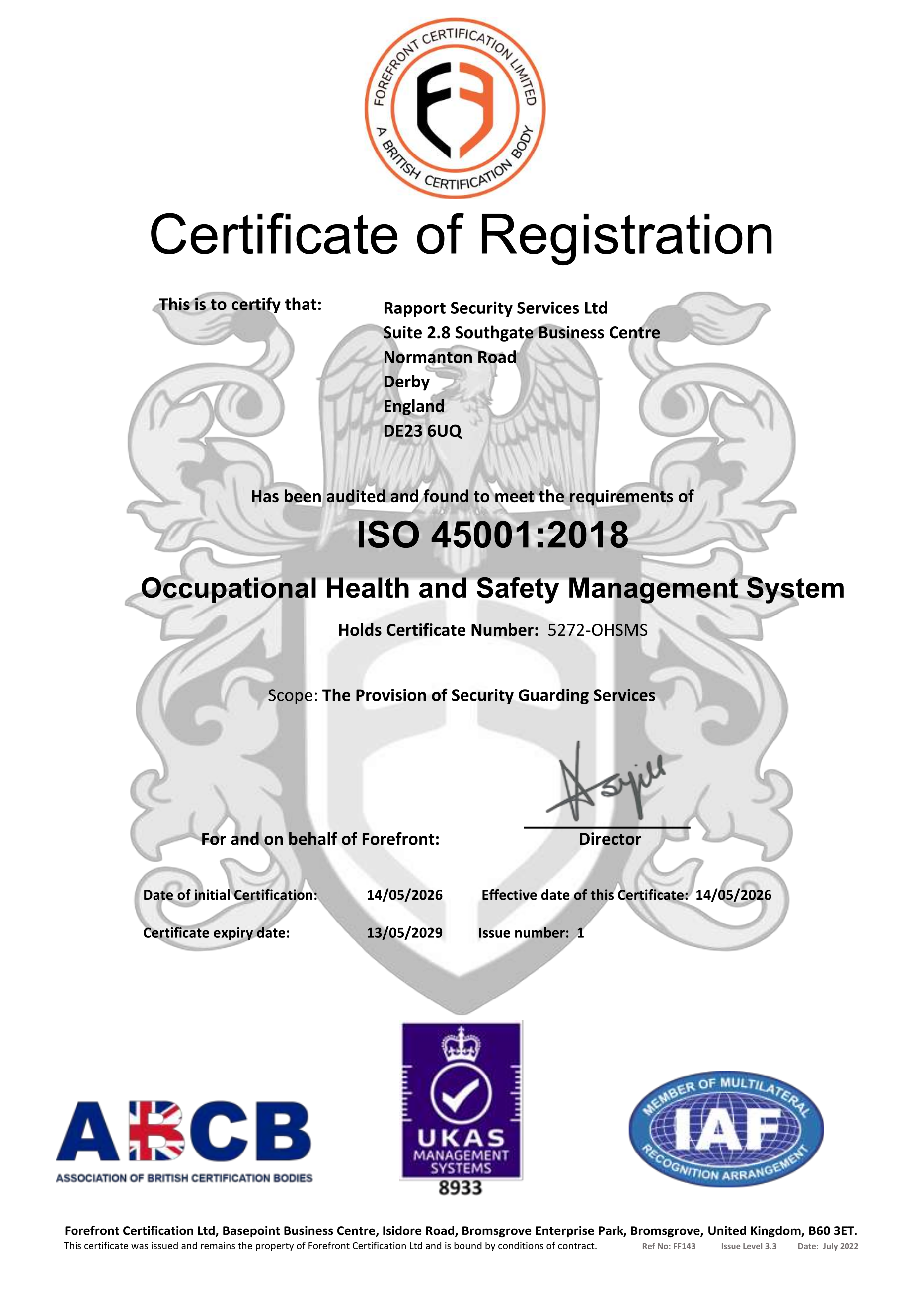 ISO 45001:2018 - Occupational Health & Safety